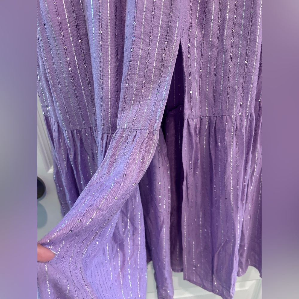 SUNDRESS Neo Long Roma Dress Lavender XS/S Boho Sequins Tiered Ruffled - Picture 7 of 11